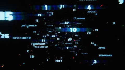 Surreal Time-Lapse with Glowing Months and Dynamic Motion Stock Illustration