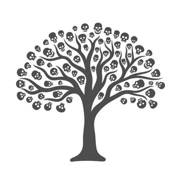 Surreal tree with skulls Stock Illustration