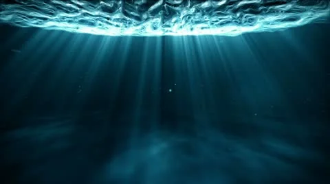Surreal Underwater Travel Light Rays Loop Stock Footage