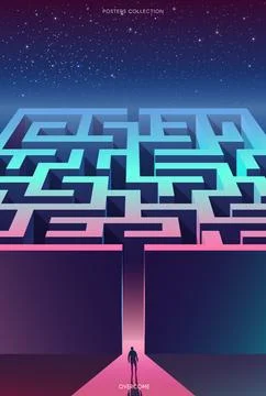 Surreal vector poster. Motivation and success. Overcome Stock Illustration
