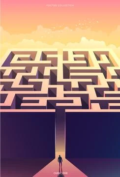 Surreal vector poster. Motivation and success. Overcome. Stock Illustration