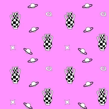 Surrealism elements pattern with abstract greek ancient sculptures Stock Illustration