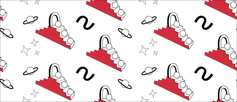 Surrealism elements pattern with abstract greek ancient sculptures Stockillustratie