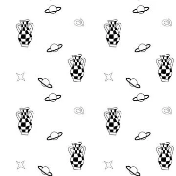 Surrealism elements pattern with abstract greek ancient sculptures Illustrazione stock