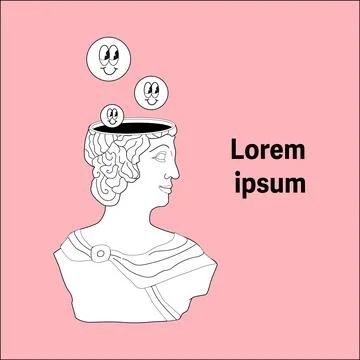 Surrealism elements poster or cover design with abstract greek ancient Illustrazione stock