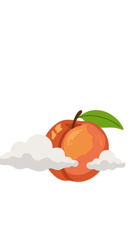 Surrealism peach floating in clouds dreamy sky composition Stock Footage 334325110