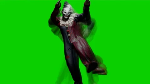 Surrealistic clown dancing. A clown dancing. A nightmarish atmosphere of fear Video stock 183313886