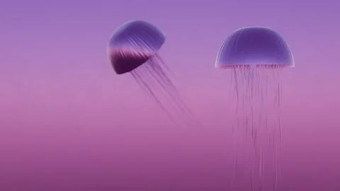 A surrealistic composition featuring a jellyfish with tentacles that transfor Stock Illustration
