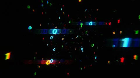 Surrealistic Neon Binary Code in Motion.. イラスト素材