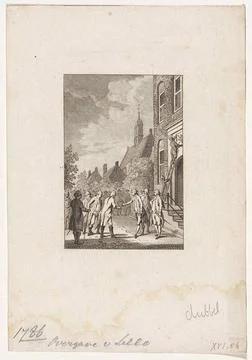 Surrender of Lillo, 1786. Arrival of the four agents of the Austrian emper... Stock Photos