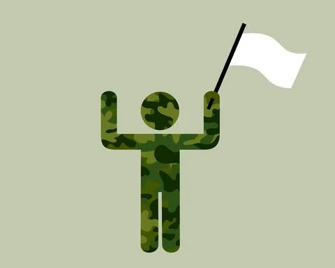 Surrender - soldier, warrior and combatant is giving up, surrendering and cap Ilustração Stock