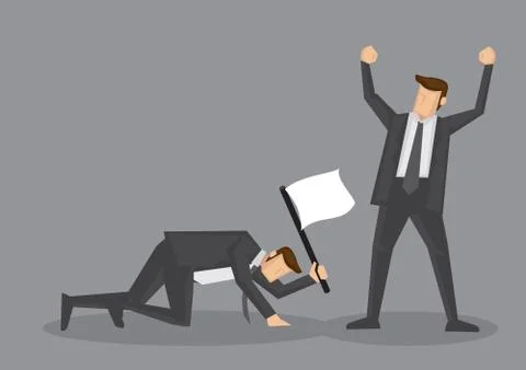 Surrender with White Flag Conceptual Vector Illustration Stock Illustration