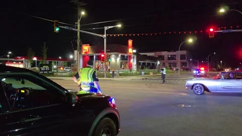 Surrey and Langley RCMP Try To Break Up Illegal Car Shows and Street Racing Stock Footage 283885307