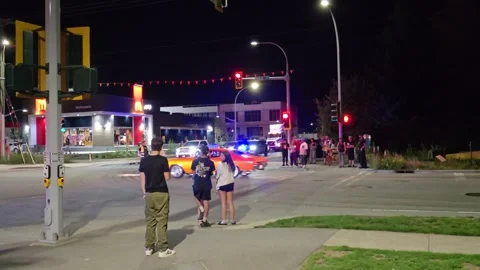 Surrey and Langley RCMP Try To Break Up Illegal Car Shows and Street Racing Stock Footage 283885643