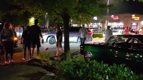 Surrey and Langley RCMP Try To Break Up Illegal Car Shows and Street Racing Stock Footage 283885804