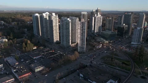 Surrey City Centre - Rapidly Developing Downtown Area Along With The SkyTrain 스톡 동영상 332643645