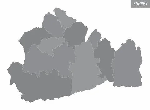 Surrey County administrative map Stock Illustration