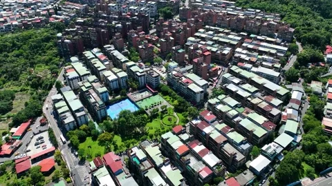 Surround condominium apartment flat building complex in country Stock-Footage 218347275