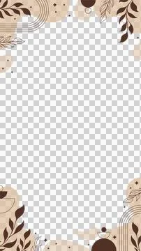 Surrounding teal area with frame featuring beige blobs leaves brown circles on Stock Illustration