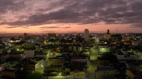 Surubim Aerial Night View - Cityscape and Houses in Pernambuco Stock Footage 303521253