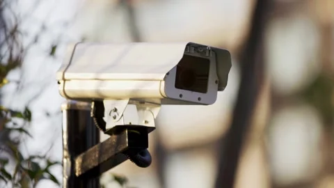 Surveiliance camera on pole Stock Footage 194520265