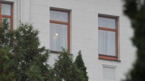 Surveillance and eavesdropping of the windows official residence of President of Stock Footage 143401291