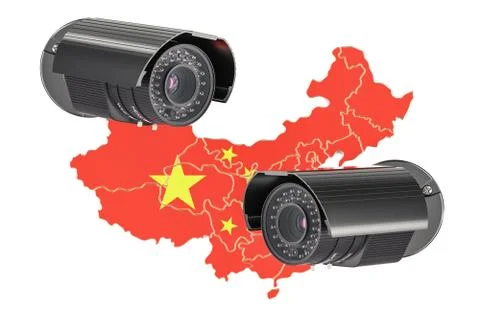 Surveillance and security system concept in China. 3D rendering Stock Illustration