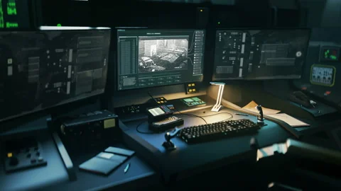 Surveillance artificial intelligence program observing the military in a fight Stock Footage 224697197