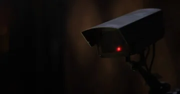 Surveillance camera in action at night Video stock 85611562