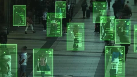 Surveillance camera with artificial intelligence recognizes and identifies Vídeo Stock 266881406