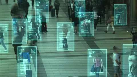 Surveillance camera with artificial intelligence recognizes and identifies Stock Footage 271357328