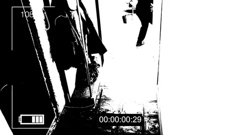 Surveillance camera caught the robber in a mask running off with a bag of loot Video stock 83723018