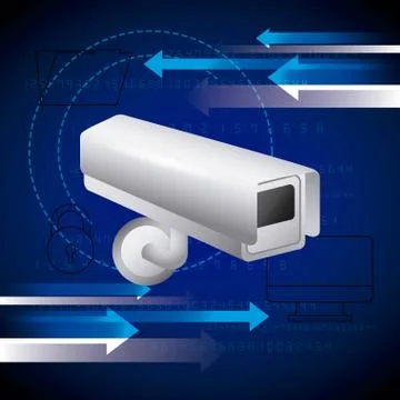 Surveillance camera computer folder security technology Stock Illustration