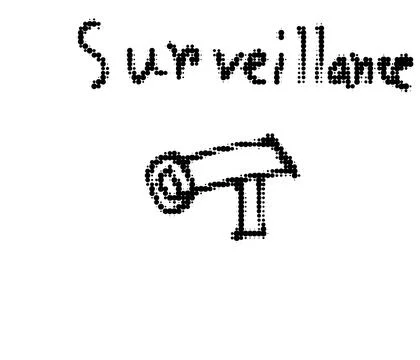 Surveillance camera concept drawing with surveillance security monitoring Stock Illustration
