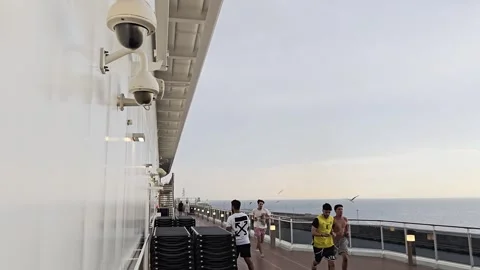 Surveillance camera on cruise ship deck at sea Stock Footage 342482073