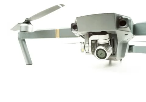 Surveillance camera drone on a white background with copy space Stock Photos