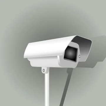 Surveillance camera on grey background - security camera Stock Illustration