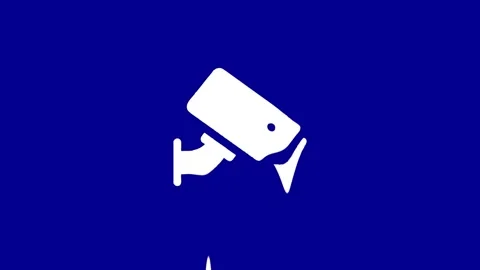 Surveillance Camera Icon on Blue Background Security Concept Stock Footage 327761882
