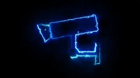 Surveillance camera icon glowing outlines Stock Footage 234878055