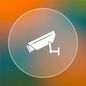 Surveillance camera icon. Internet button on colored  background.. Stock Illustration