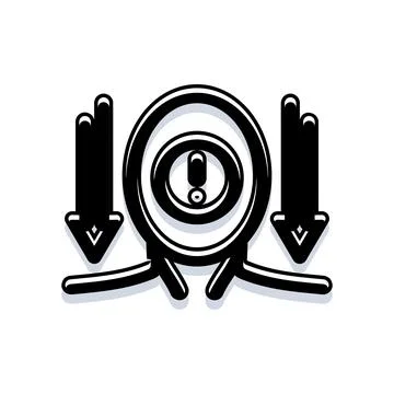 Surveillance camera icon with warning and download arrows Stock Illustration