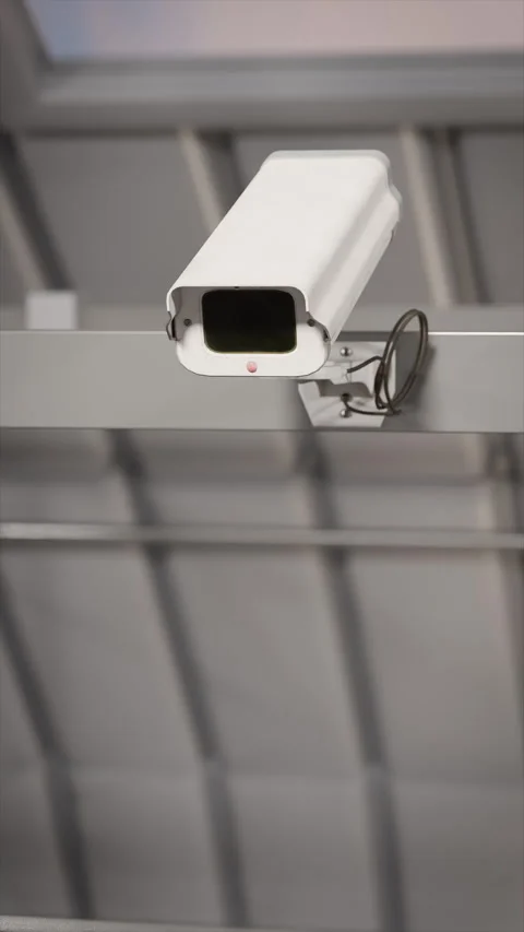 Surveillance camera installation process in warehouse Stock Footage 323735551