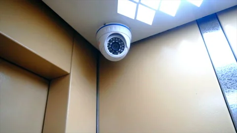 Surveillance camera installed in the Elevator Stock Footage 85615949