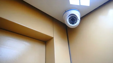 Surveillance camera installed in the Elevator Video stock 85616102