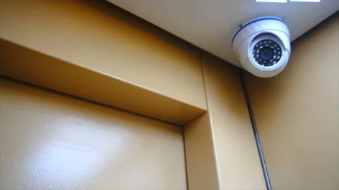 Surveillance camera installed in the Elevator Stock Footage 85616282