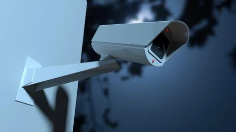 Surveillance camera in the night-time Stock Illustration