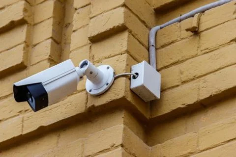 Surveillance camera or CCTV system is device to record video for security Stock Photos