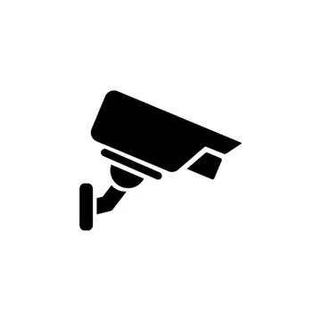Surveillance camera or security camera icon logo design black symbol isolated Stock Illustration