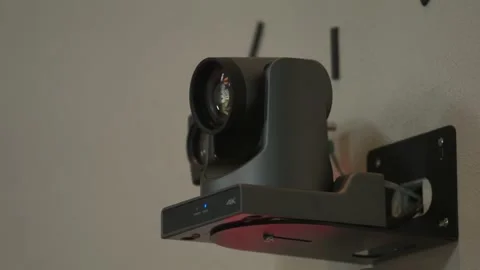 Surveillance camera pans left to right inside a building Stock Footage 165423365
