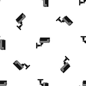 Surveillance camera pattern seamless black Illustrazione stock